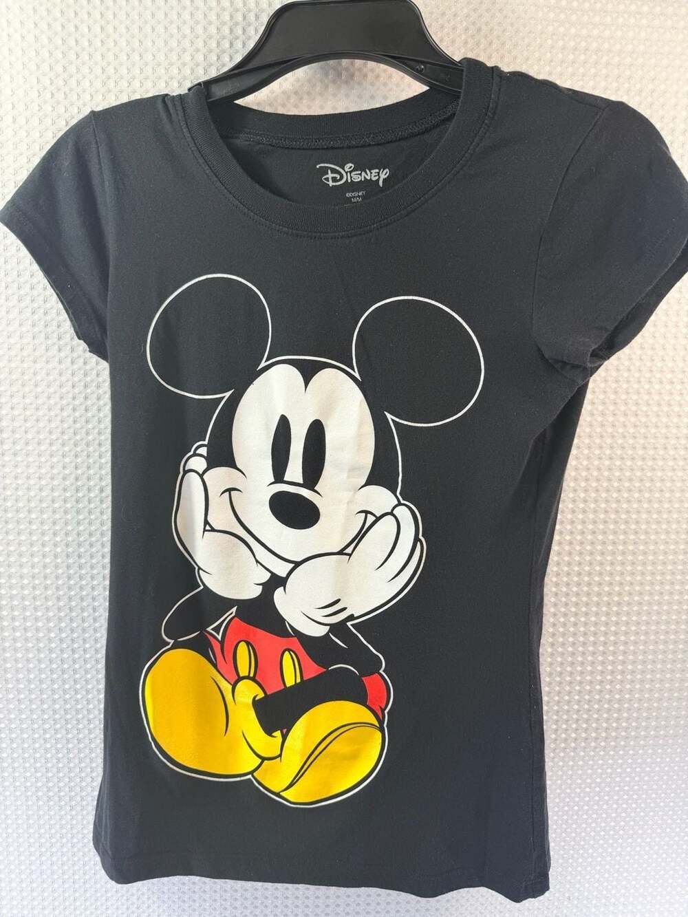 Disney Women's Double-Sided Mickey Mouse Graphic Black T-Shirt (M)